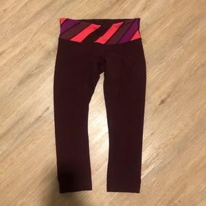 lululemon burgundy/bordeaux wunder under crops